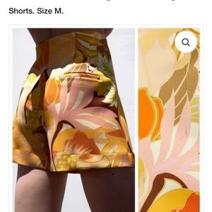 Zara 60s printed High Waist Orange and yellow Artistic Shorts
